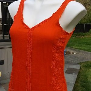 Sanctuary orange embroidered tank & batik mini skirt set Both includedSize Small